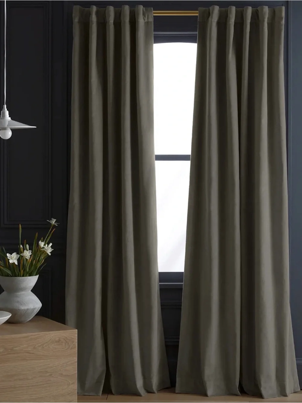 NWOT Velvet Blackout Curtain Panels - Light Gray - Retail for set $160 48x84